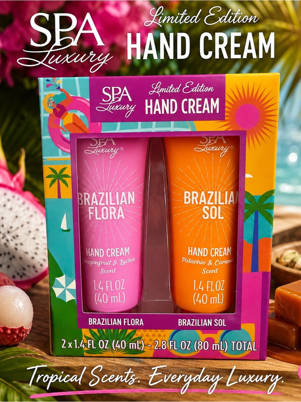 NWT Spa Luxury Limited Edition Brazilian Hand Cream Set 2pc 1.4 oz Each